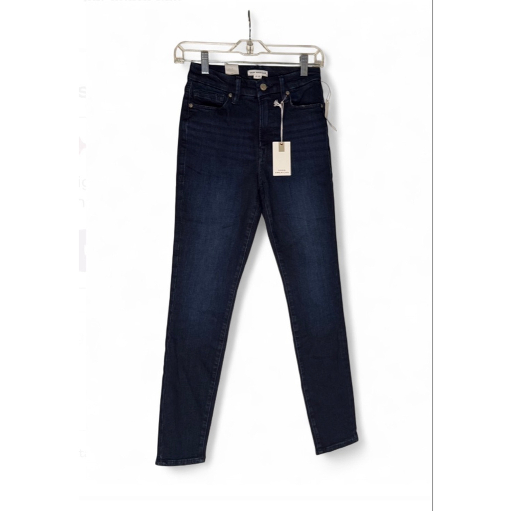 NWT Good American Good Legs Skinny Jeans Size 4/27 Dark Wash Mid Rise